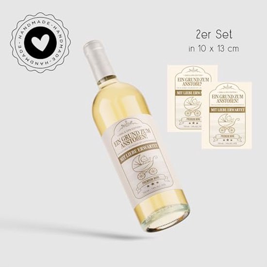 Set van 2 wijnetiketten voor zwangerschapsverkondiging - Cadeau voor grootouders - Baby Reveal — afbeelding 3