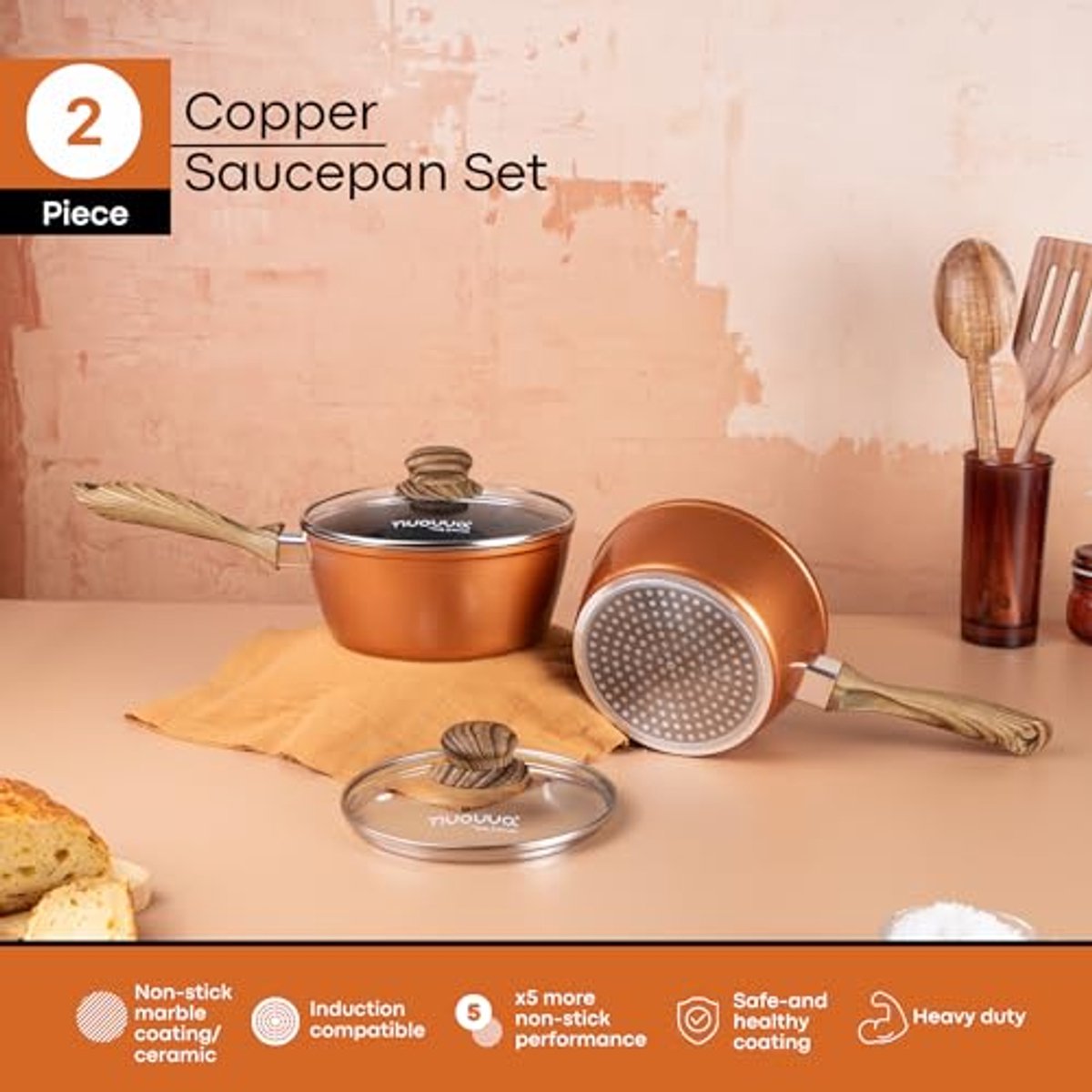 Inductie Steelpan Set - Antiaanbakpan Verstelbare Sauspanset 16cm en 18cm