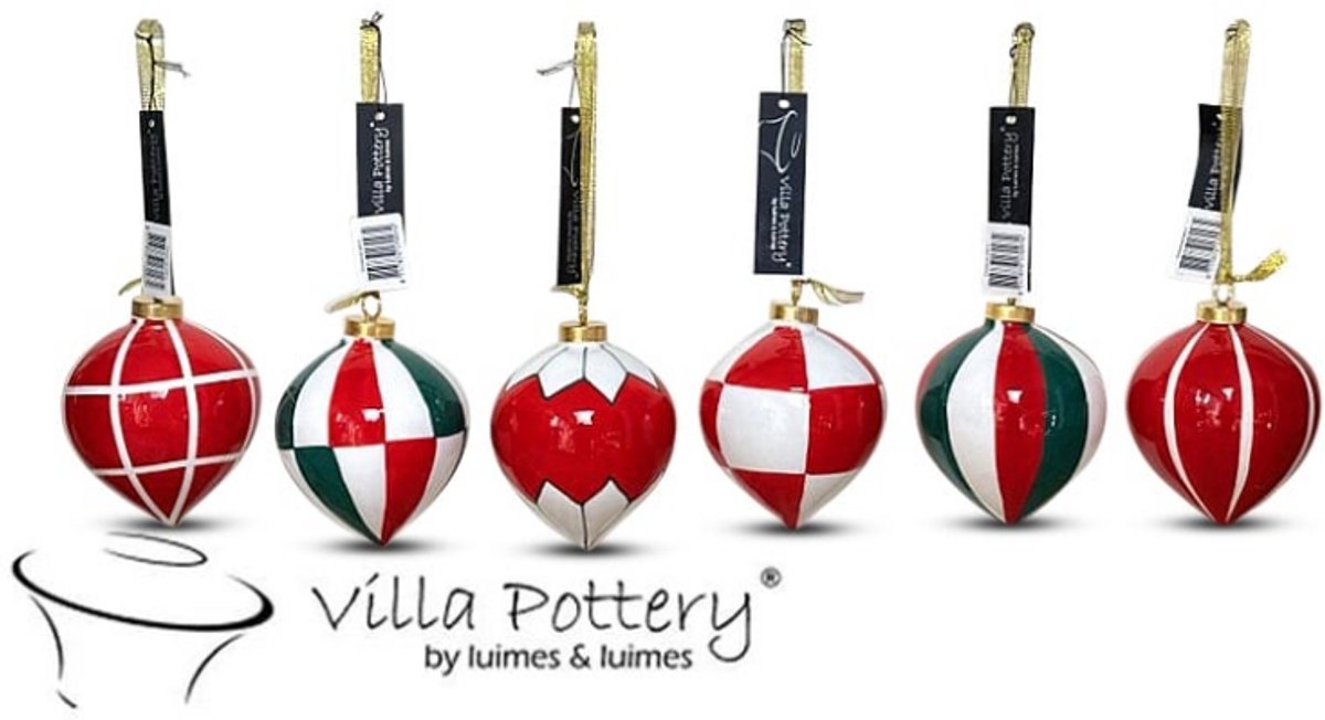 Kerstballen - Villa Pottery - Kerstdecoratie - Porselein - Decoratie - Kerst - Kerstsfeer - Winterdecoratie - Christmas - Kerstcadeau - Sinterklaascadeau - 5 December - Christmas Bell 2 Mix Stoneware