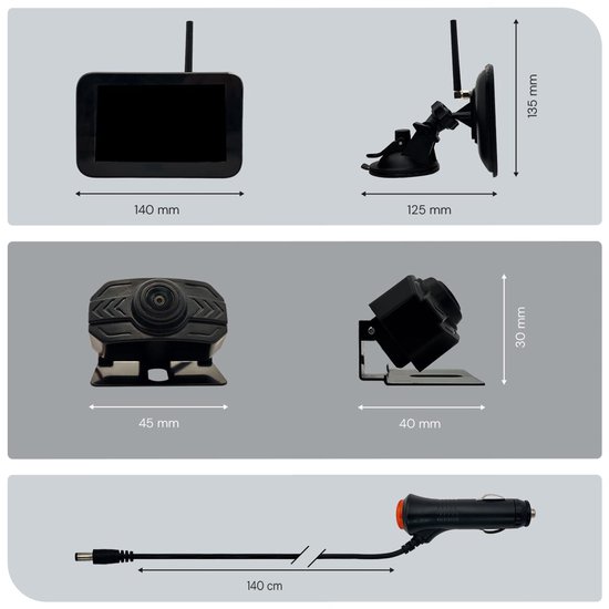 ProRide Draadloze Achteruitrijcamera - 5 Inch LCD Scherm - 9-28V - Complete Set - Auto, Vrachtwagen & Camper van Merkloos — afbeelding 4