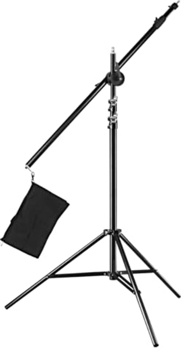 Verstelbaar Galgenstatief met Telescooparm en Verzwaaringstas (120-220 cm)