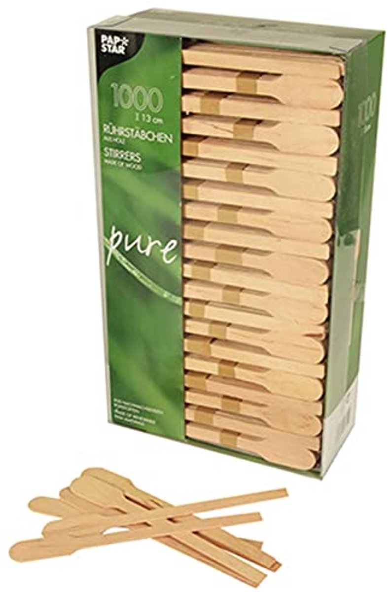1000 Houten Roerstaafjes van 13 cm - Peddelvormige Roerstaafjes voor Dranken