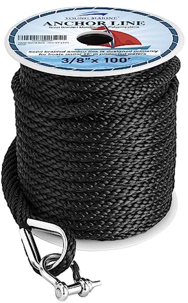 Premium Gevlochten Ankerlijn 3/8 Inch - 100FT en 150FT - Lichtgewicht en Hoge Sterkte