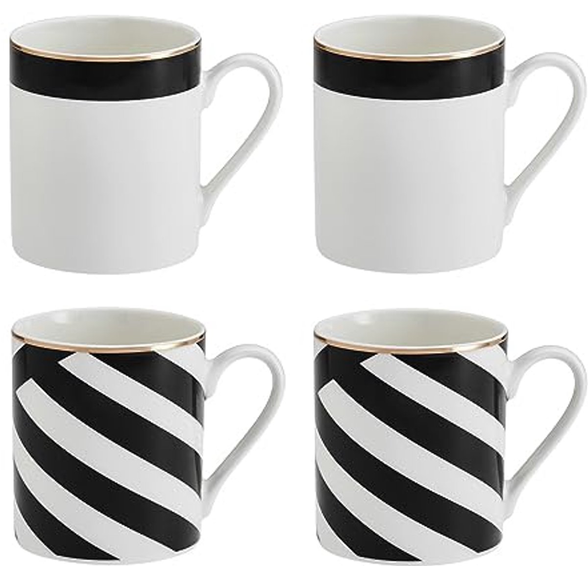 Luxe Deco Fine China Mok Set - 380ml, 4 Stuks, Geschenkverpakking