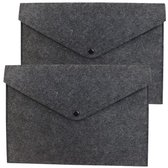 Techidna® - Documentenmap A4 - 33x23 cm [2 stuks] - Donkergrijs / Antraciet Vilt - Kliksluiting - Documententas & Opbergmap - Ideaal voor onderweg - 2 stuks