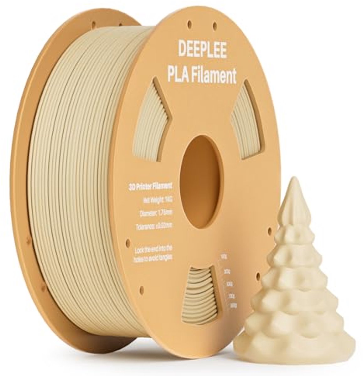 1,75 mm PLA filament voor 3D-printer - 1 kg, Beige, Nauwkeurigheid +/- 0,02 mm