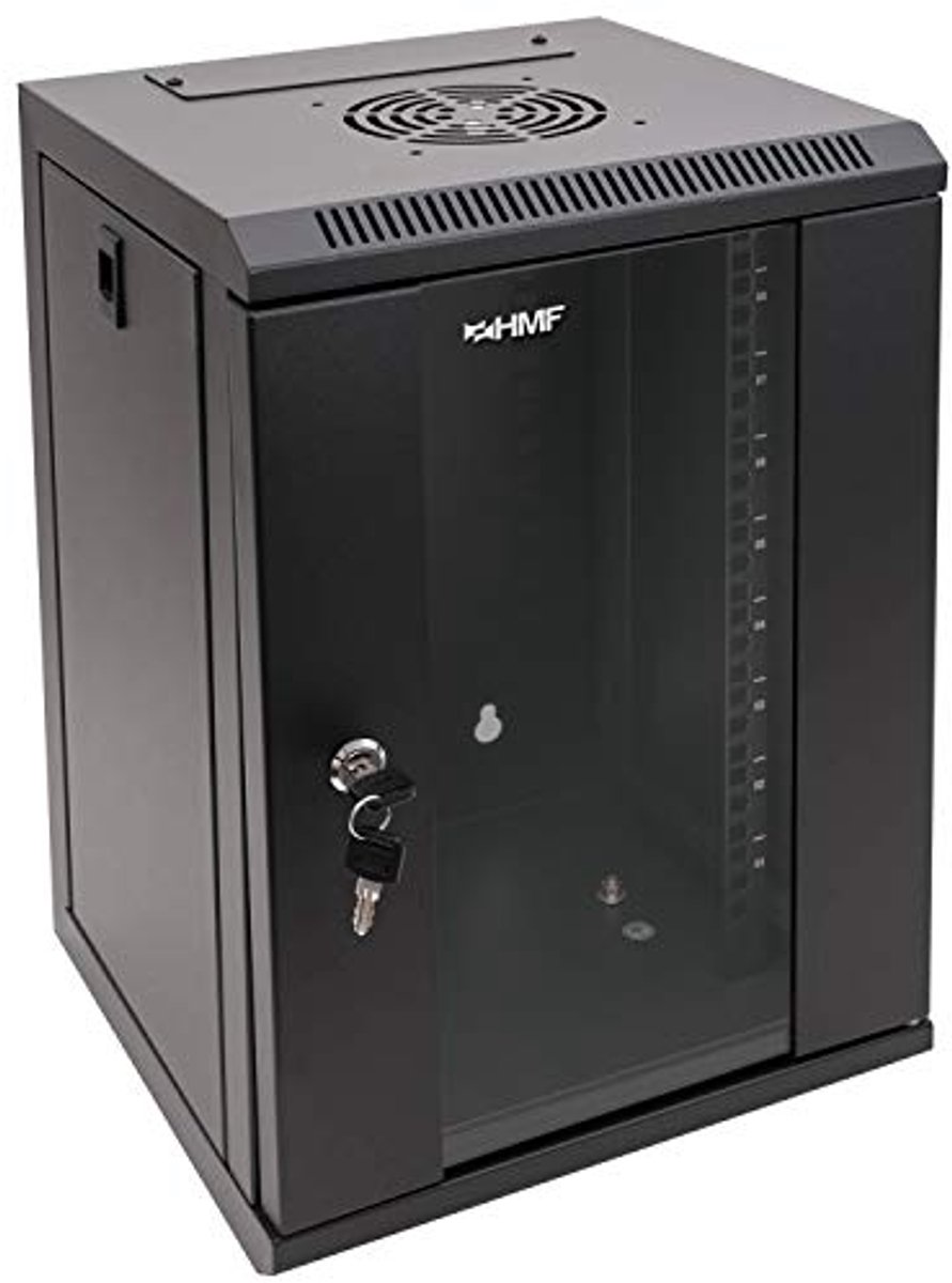Image of 10 inch serverkast, 9U, netwerkkast, gemonteerd, zwart