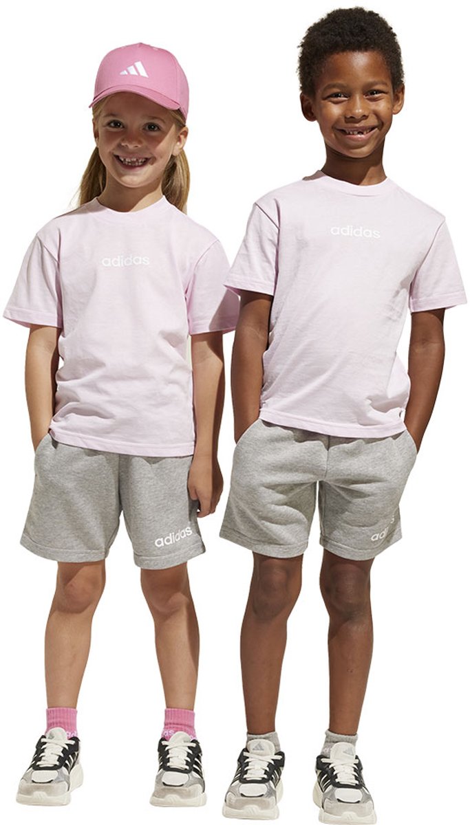 Adidas Essentials Linear Tee Set 4-5 Years Jongens Meisjes Roze