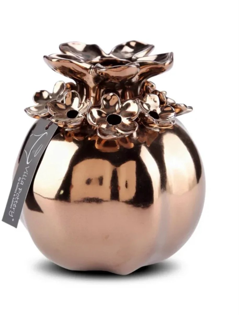 Villa Pottery Gouden bloemenvaas Patricia 14x14x15
