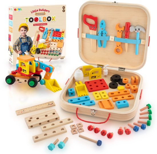 Gereedschapskist Speelgoed 57pcs - Werkbank speelgoed - Gereedschap Kinderen Speelgoed - Houten Speelgoed - Joya Creative