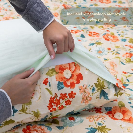 Luxueuze Terschellinger Flanellen Winter Dekbedovertrekset - Veldbloemen Vintage - Voor Ultiem Comfort en Warme Nachten - 240x200/220 cm van Merkloos — afbeelding 2