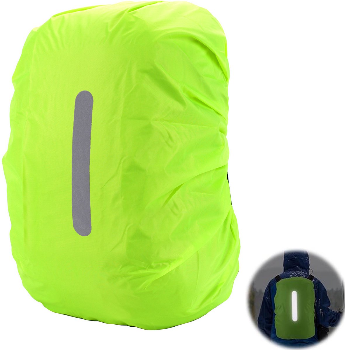 OIMG Regenhoes Rugzak - Regencovers - Waterdicht - Backpack Hoes - Reflecterend - 40 tot 55 Liter - Rugtas - Flightbag voor backpack - Schooltas - Reisaccessoires - Universeel - Fluoriserend