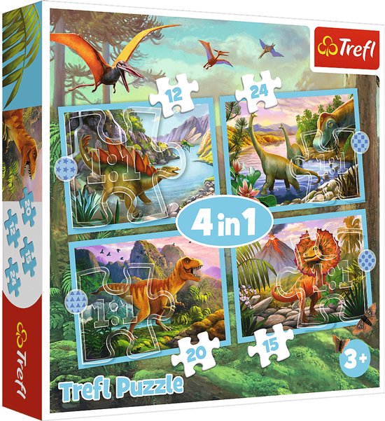 Trefl 4in1 (12, 15, 20, 24) - Unique Dinosaurs
