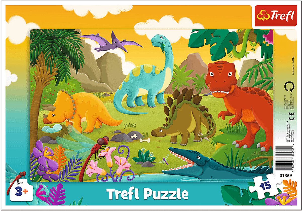 Trefl Dinosaurussen Legpuzzel - 15 stukjes - Vanaf 3 jaar