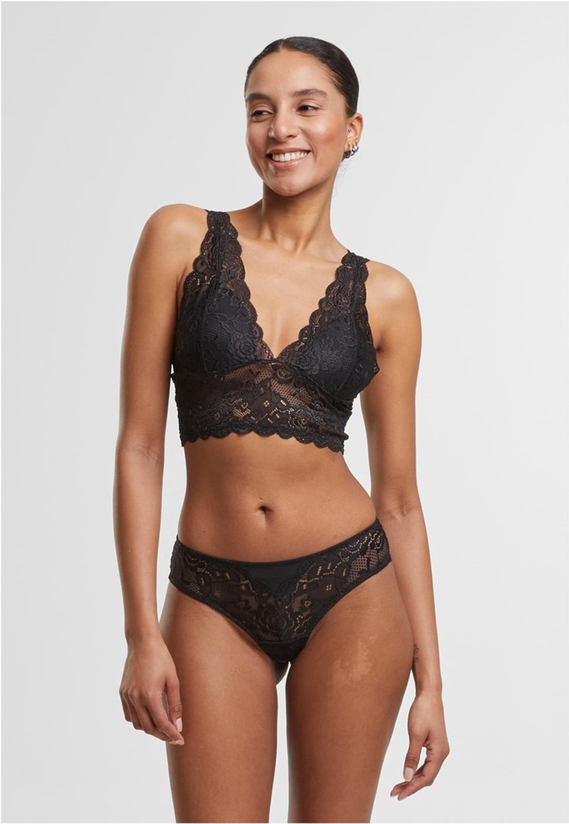 Urban Classics Allover Lace Padded BH - XS - Zwart