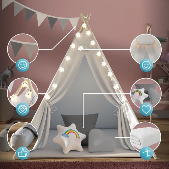 CLVP® Tipi Tent Kinderen - Speeltent - Wigwam van Merkloos — afbeelding 5