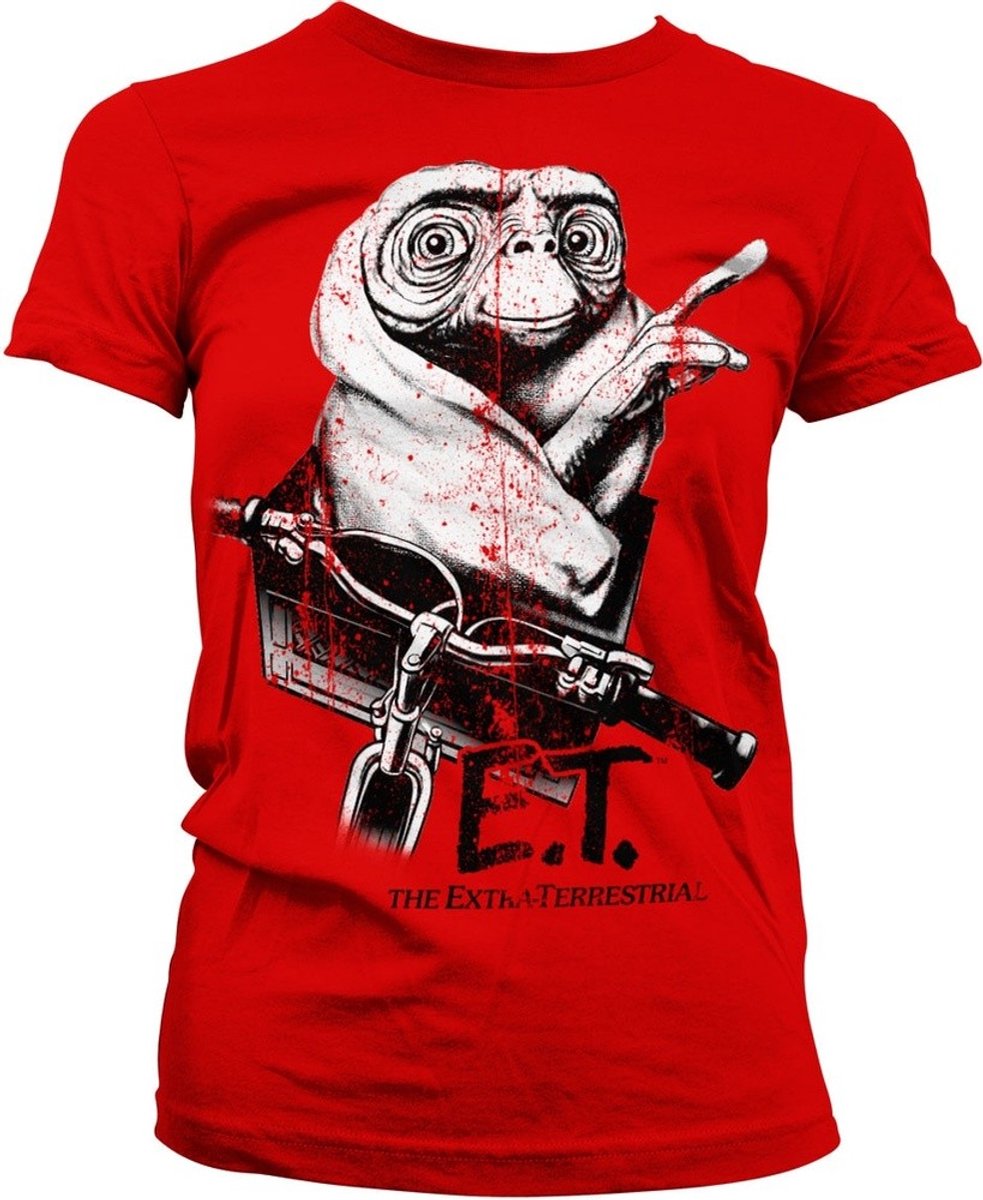 E.T. Biking Distressed Girly T-shirt voor dames, rood