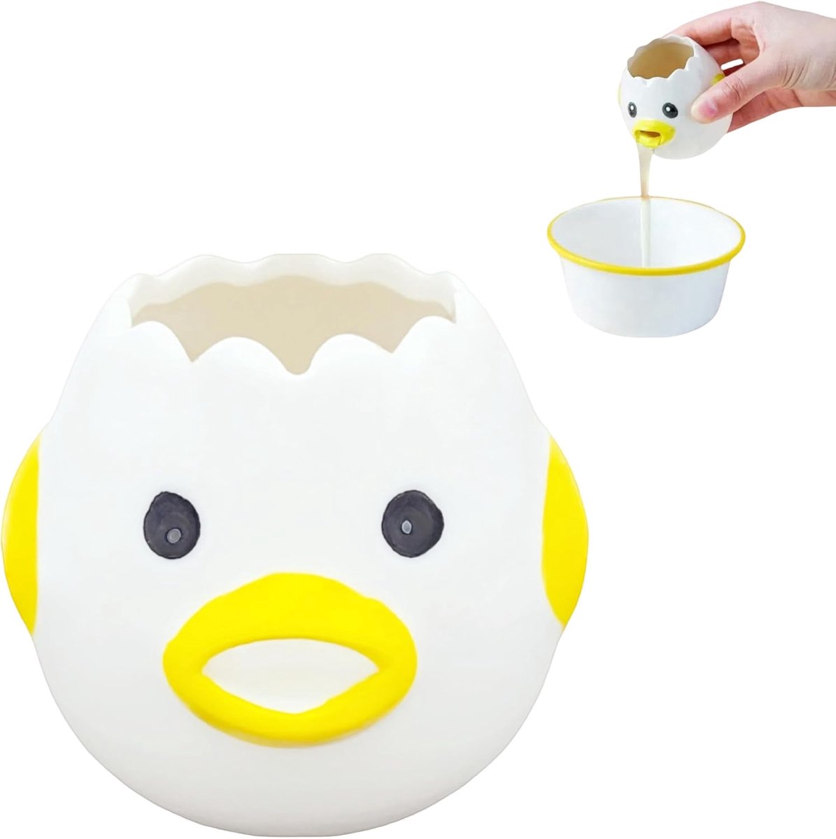 Eierscheider - Creatief eischeider - Professioneel Ei-Scheider - Efficiënt Eierscheider - Eigeel Scheider - Ei Scheiden - Ei Splitser Splitsen - Eier - Eidooier Scheider - voor het Bakken Cake - grappig voor keuken, bakkerij, camping (geel) - 1stuck