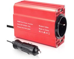 Omvormer 12v 230v Zuivere Sinus - Spanningsomvormer - 200W - Rood