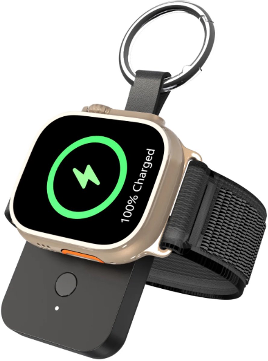 DrPhone SnapDock A – Draagbare Draadloze Smartwatch Oplader 1000mAh Powerbank – Geschikt voor Apple Watch (Ultra/SE/Series 2-8) – Nood Compact & Lichtgewicht – USB-C Ingang – 2-3x Volledig Opladen - Zwart