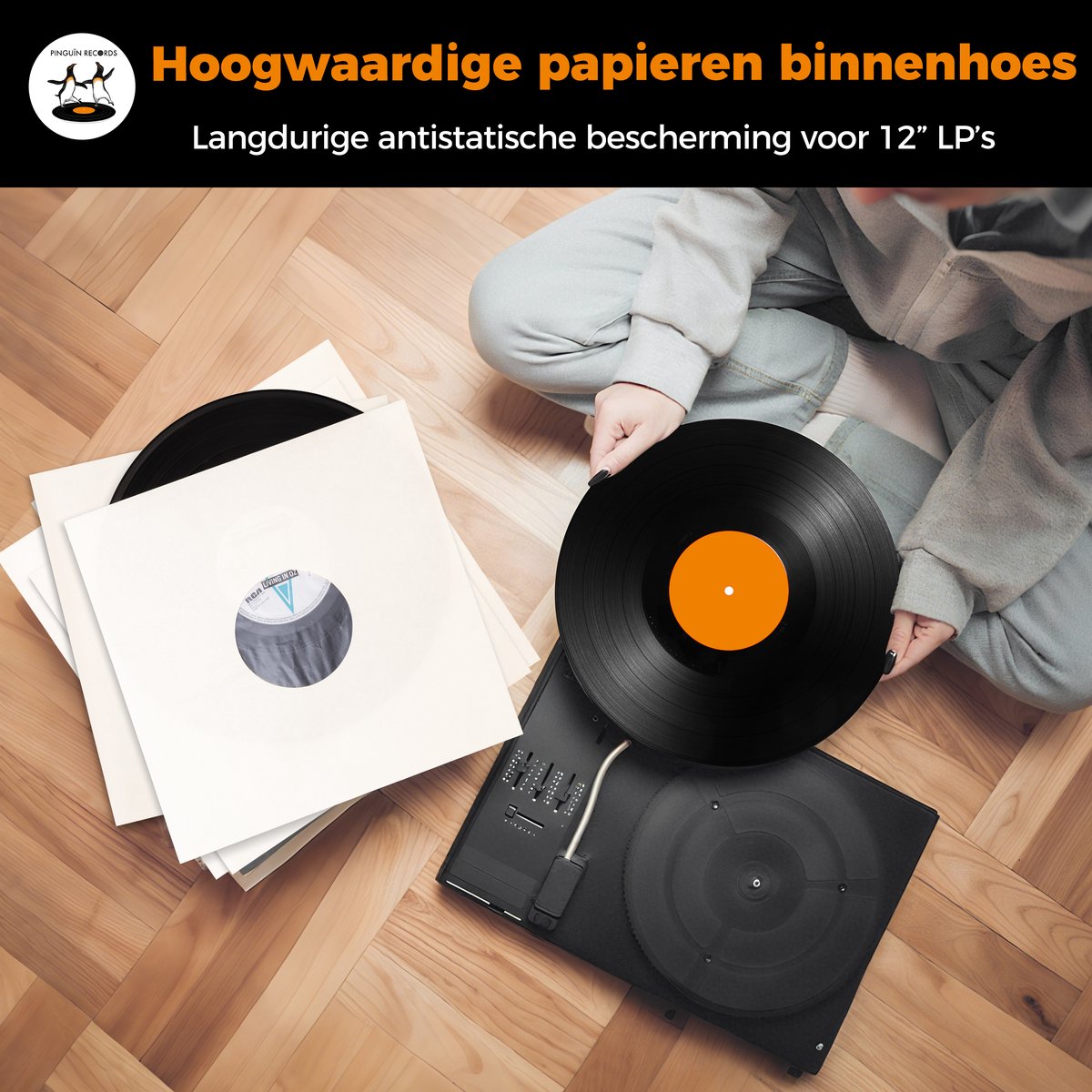 100 stuks - Grammofoonplaten beschermhoes voor LP's, polyethyleen, dikte 0.11 mm. | LP Hoezen | Walvis Products