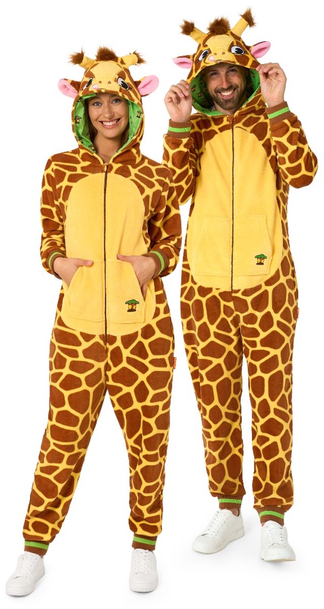 OppoSuits Giraffe Onesie - Unisex - Giraffe Fleece Jumpsuit - Carnavalskleding - Dieren Verkleedpak Voor Dames & Heren - Beige - 2XL