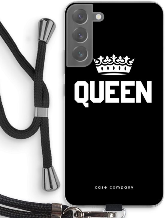 Case Company® - Coque Samsung Galaxy S22 Plus avec cordon - Queen Black - Protection de téléphone avec cordon Zwart - Protection sur tous les côtés et sur les bords de l'écran