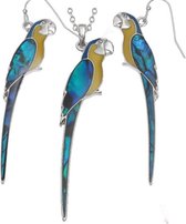 Tide Jewellery Paua Shell - Vogel Collectie - Blue Macaw / Ara Papegaai  Set