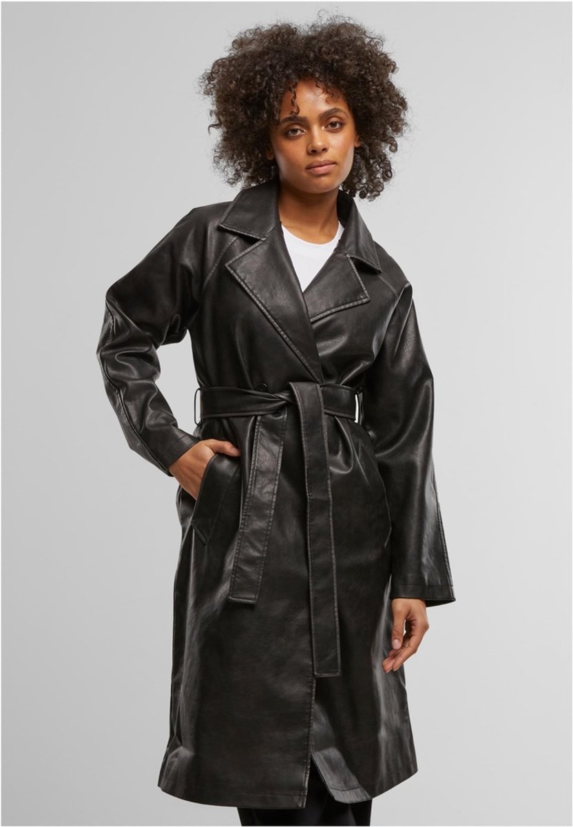 Urban Classics Vintage Leather Trenchcoat jas XS Zwart