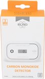 Verpakking van de koolmonoxidemelder met "3 YEARS WARRANTY" en "CARBON MONOXIDE DETECTOR" op de voorkant.