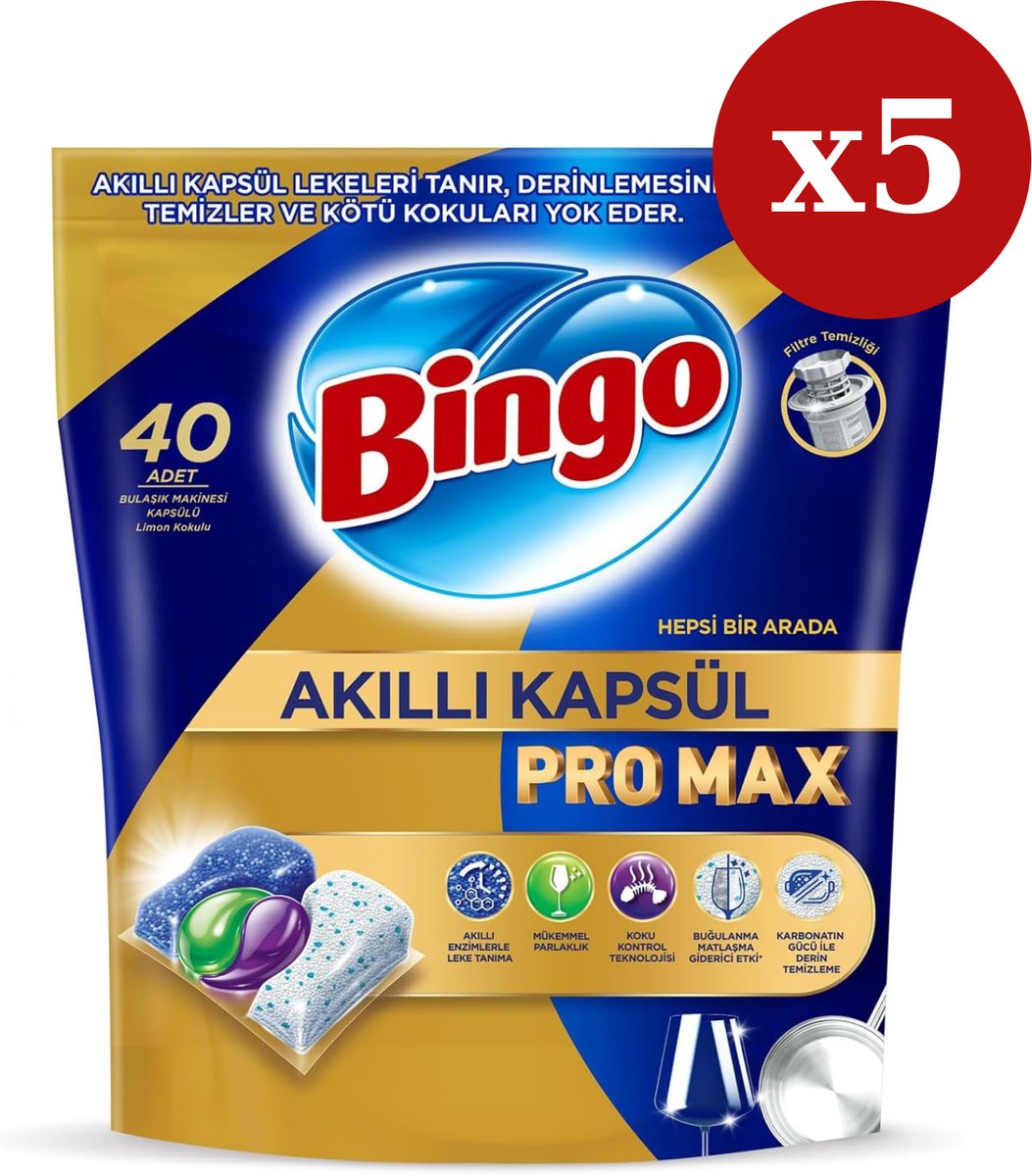 Bingo Vaatwascapsules Pro Max 200st (5 x 40st)
