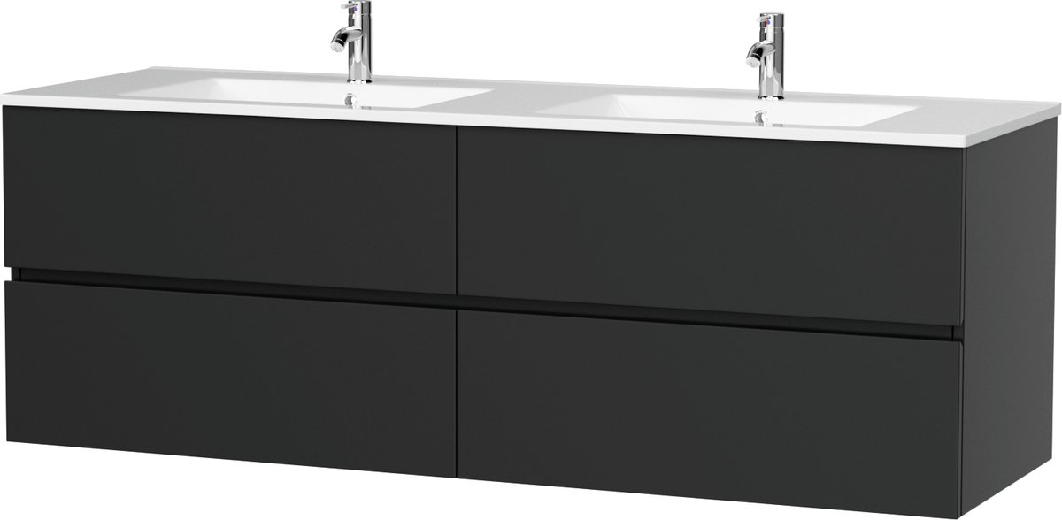Vestland - Badkamermeubel met wastafel - 140 CM - Zwart - Badmeubelset - Wastafelmeubel