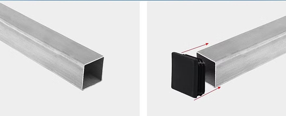vierkant insteekdop - 25x25mm - 20 stuks - lichtgewicht geribbelde eindkap - inslagdop - kunststofdop