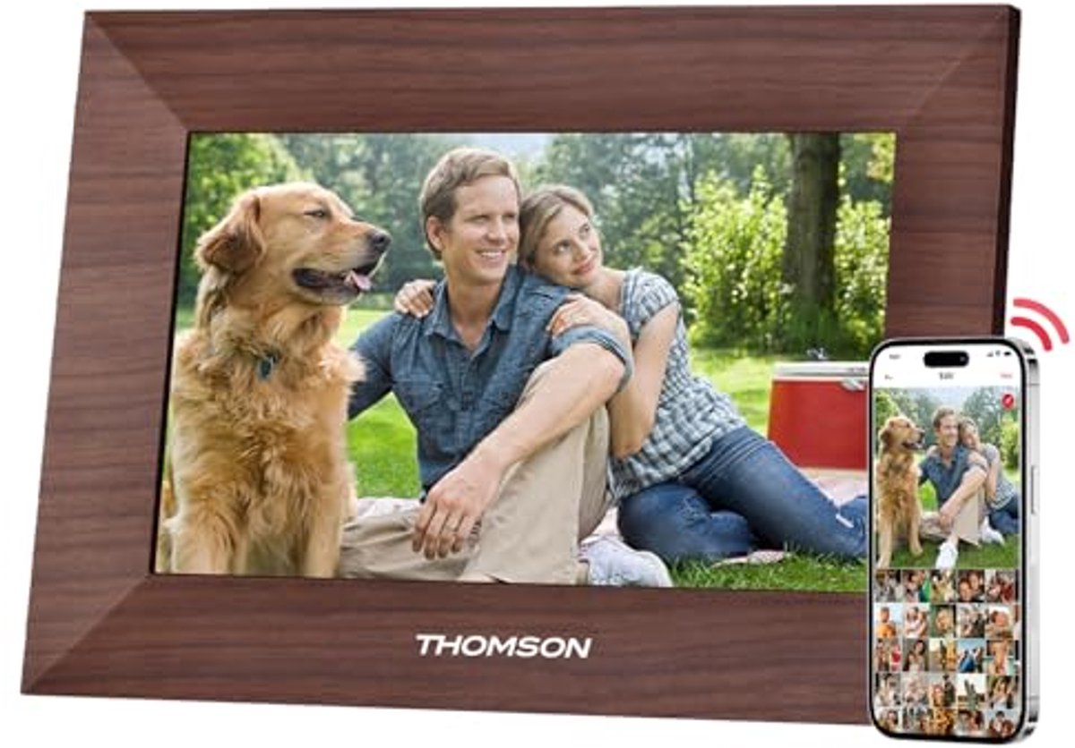 Digitale fotolijst 7 inch met WiFi, 32 GB geheugen, touchscreen voor muziek, foto's en video's