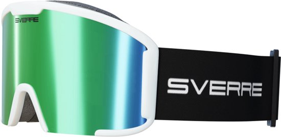 Sverre Sports skibril met groene verwisselbare lens + GRATIS slecht weer lens - Wit frame - Anti-condens - Voor heren en dames - Inclusief harde beschermcase - 100% UV bescherming - Licht, sterk en duurzaam frame