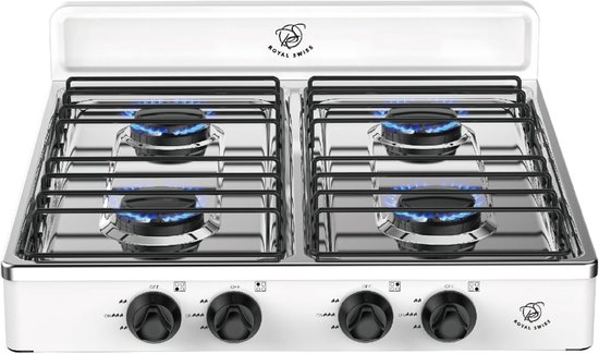 Campingkooktoestel – 4-Pits Gasfornuis – Propaan / LPG – 2.2kW Branders – Royal Swiss® AOTE-6004