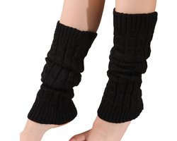 Elkuaie Beenwarmers - Leg Warmers - Gebreid Warme Onderdelen voor Boven de Enkels - 1 paar - Voor Vrouwen en Meisjes - Zwart