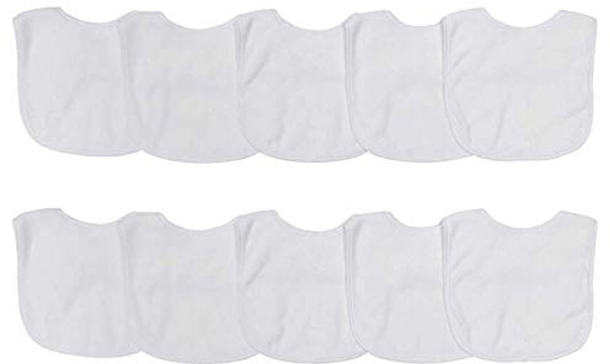 Image of 10 Stuks Witte Badstof Slabbetjes - Perfect voor Babyvoeding