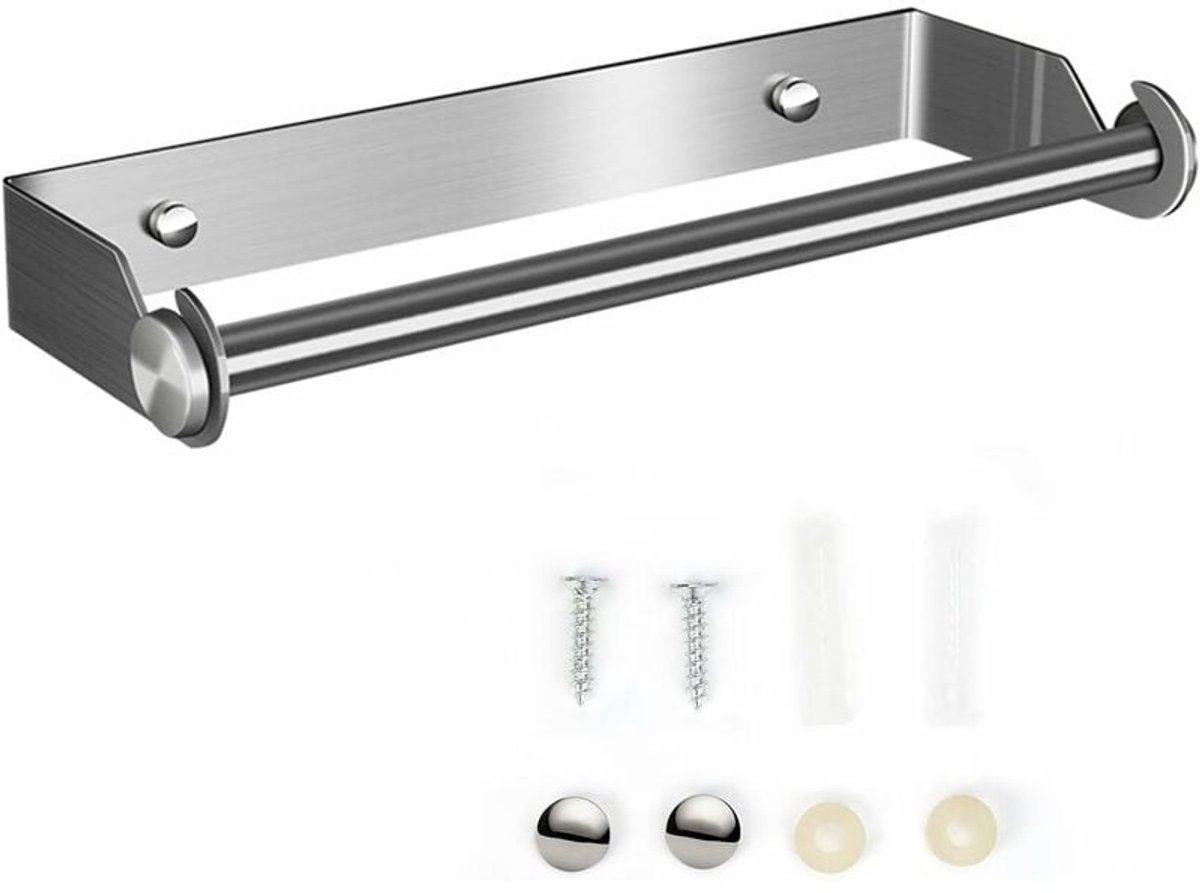 Mmgoqqt - Tissuehouder - Wandgemonteerde Tissuehouder - Aluminium Tissue & Folieverdeler - Keukenrolhouder - Zilver