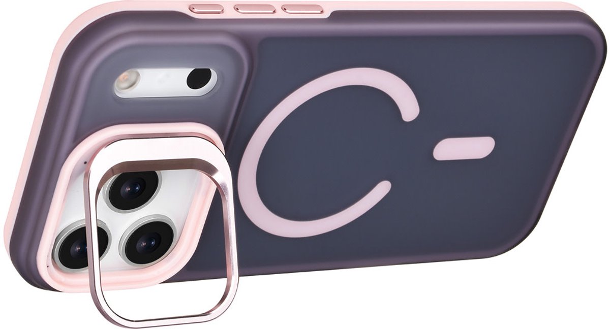 TUNIQ Back cover voor iPhone 17 Pro Max - MagSafe - Met Camera Stand - Roze