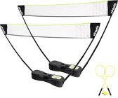 VirtuFit 2-in-1 Portable Badminton- en Tennis Set - Geel - Inclusief Koffer en Rackets - Verstelbaar Net - Ook Geschikt voor Volleybal en Voetbal - Complete Set - Badmintonrackets - Badmintonset - Badminton Shuttles