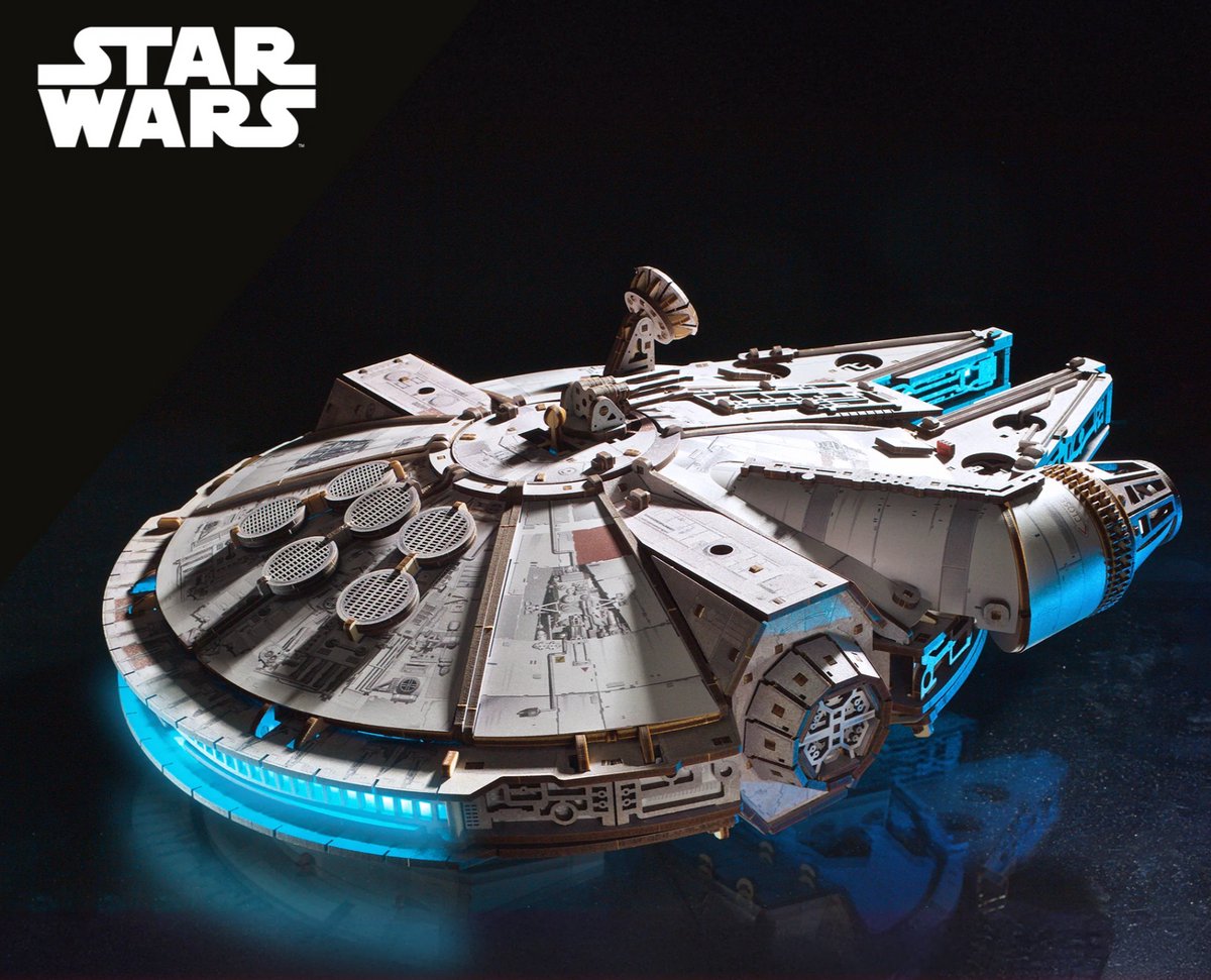 UGEARS 3D Modelbouw - Millenium Falcon - Star Wars - Mechanisch Bouwpakket Hout - Educatief Speelgoed — afbeelding 8