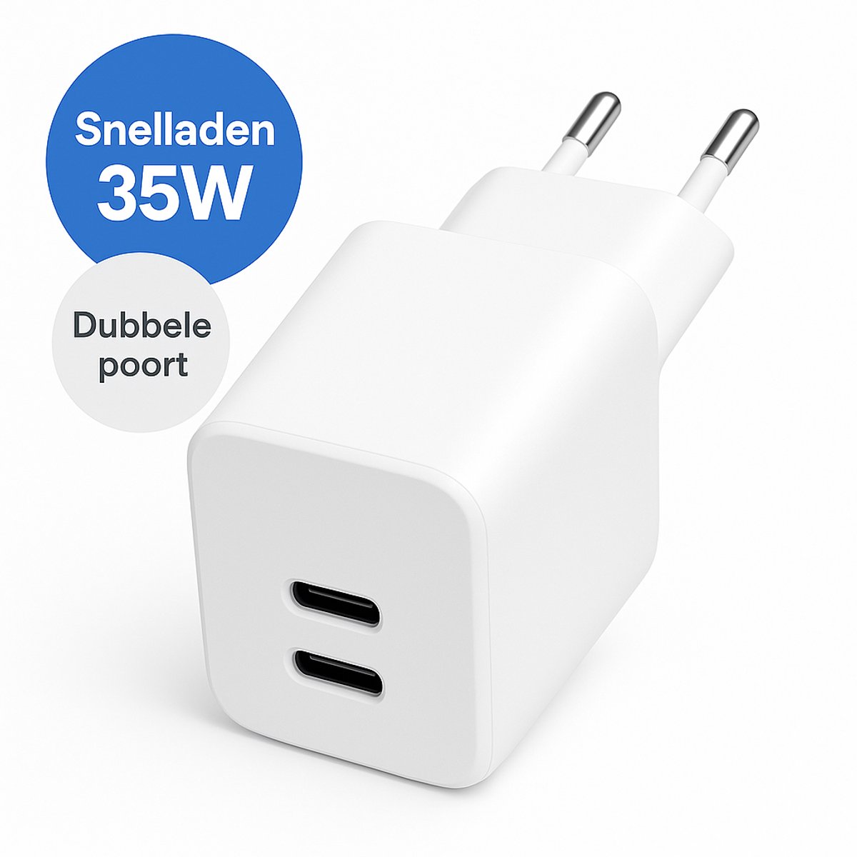 Gmedia 35W USB-C Oplader met 2 Poorten – Snellader & Compacte Adapter – Ook voor alle Type-C toestellen