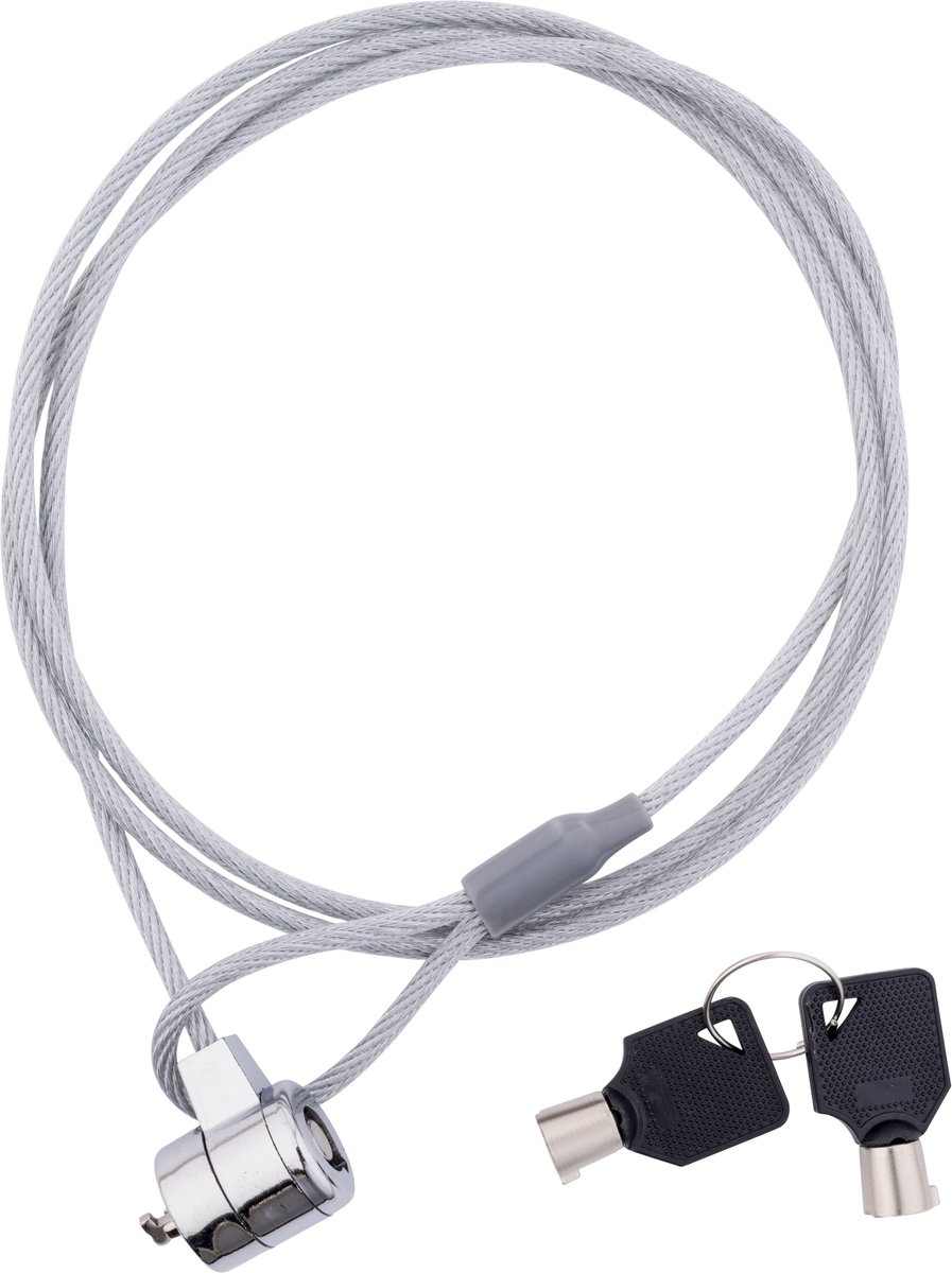 Universeel Laptop Kabelslot – 1 Meter – Met 2 Sleutels – Stalen Beveiligingskabel voor Laptop & Monitor