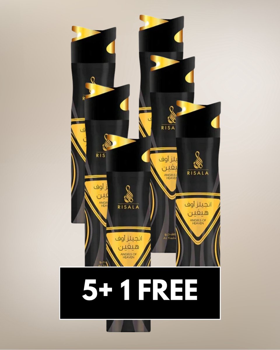 Air Freshener Angels of Heaven by Risala – 300ml x6 – Long Lasting Arabic Oriental Room Spray from Dubai – Floral, Powdery, Amber & Musk Fragrance