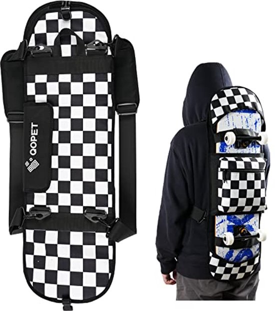 QOPET Skateboardtas van verdikt 900D Oxford, cruiser boardtas, elektrische skateboardtas, waterdichte rugzak voor skateboarding