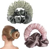 2 stuks - Heatless Curls - Haarkruller - haarrollers - Krulspelden zonder warmte - zachte slaap krul scrunchie - voor lang, halflang haar - haarkrulspeld zonder warmte - satijnen nachtkrulspeld - luie scrunchie - haarstylingtools - roze en groen