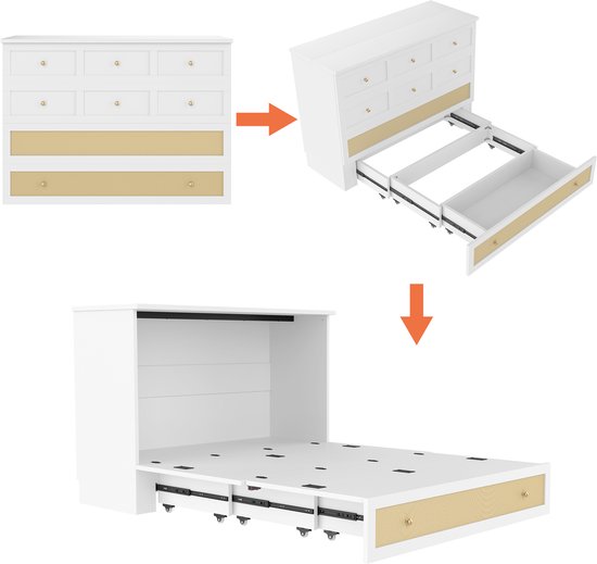 Platbed, 140 x 200 cm, houten bed, met bureau, uitgerust met 2 laden, tweepersoonsbed (zonder matras), met planken, grenen spaanplaat (roze/met 2 laden