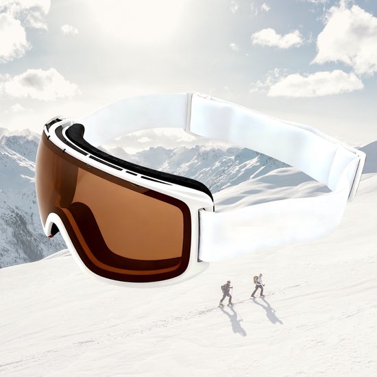 SPOSUNE OTG Skibril voor dames en heren, snowboardbril, anti-condens, 100% UV400-bescherming, voor skiën, rolschaatsen, windbescherming, slagvast, compatibel met helm