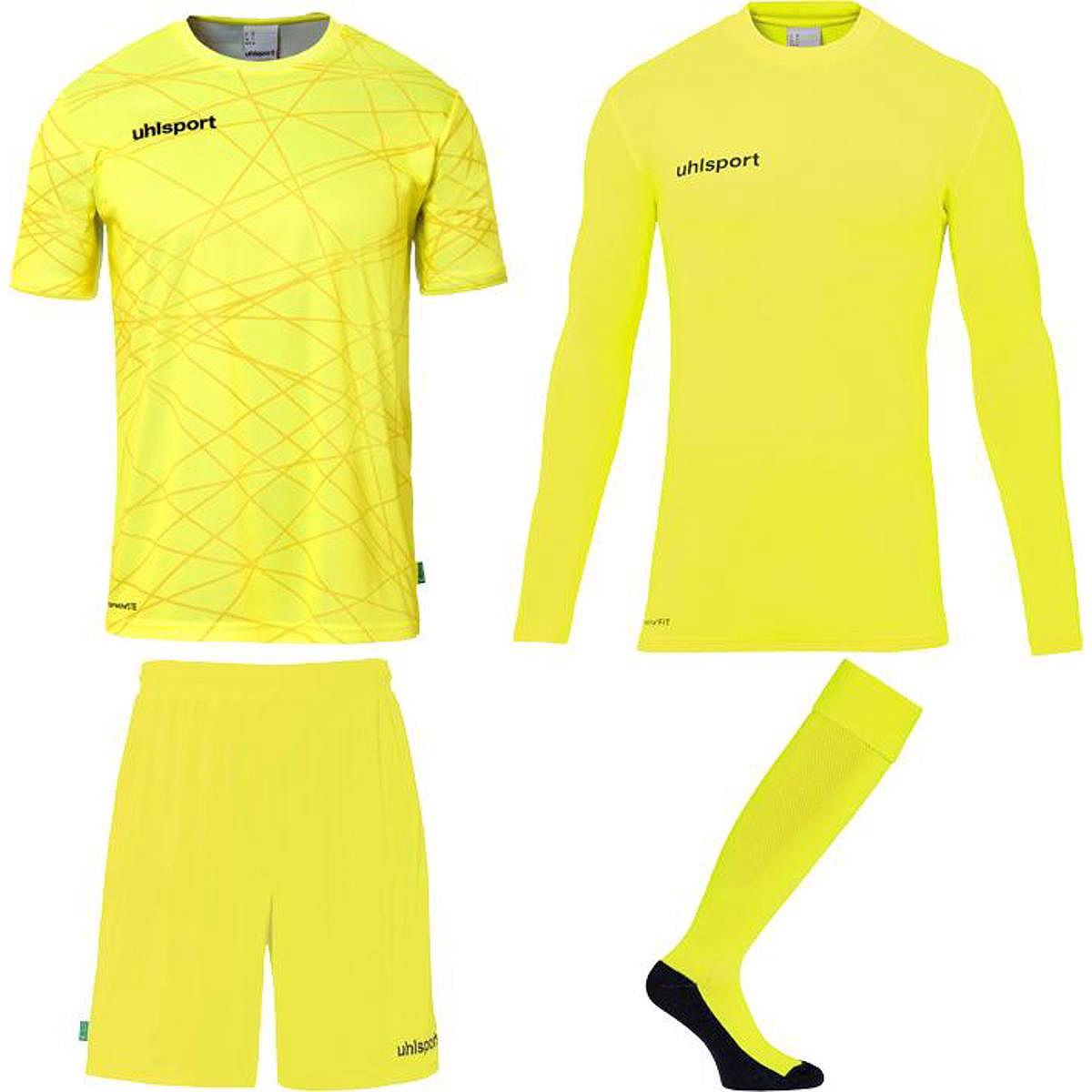 Uhlsport Prediction Bundle Keeperset Heren - Fluogeel / Zwart | Maat: S